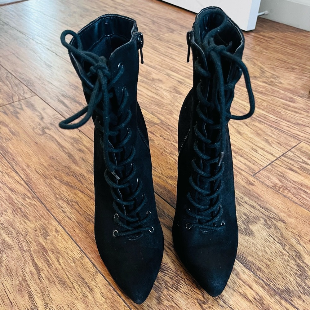 Suede Laced Black Boots